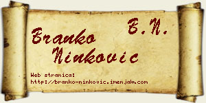 Branko Ninković vizit kartica